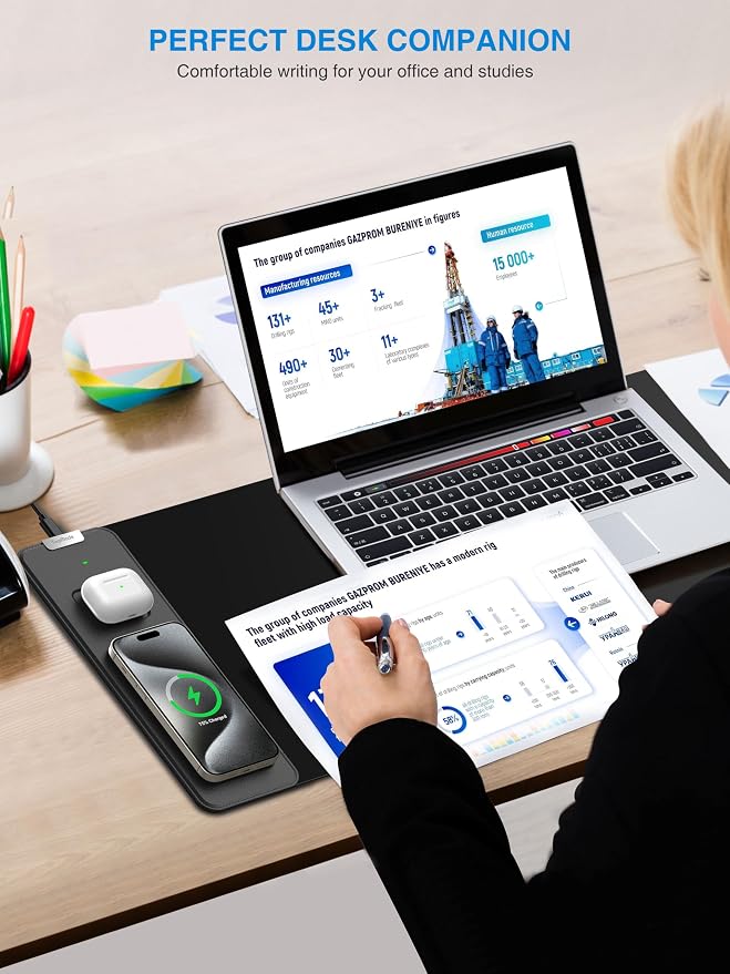 TopMade Mouse Pad with 15W Fast Wireless Charging, 31.5"x11.81" XL Large Gaming - Image 4