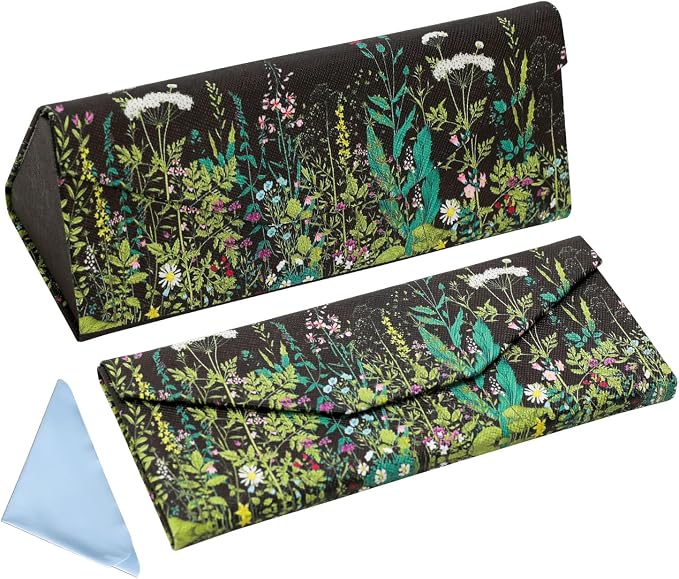 Foldable Glasses Case, Magnetic PU Leahter Sunglasses Case, Cute Hard Shell by FLYINGMAGE