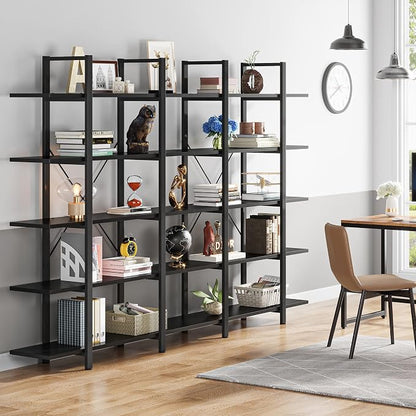 Tribesigns 5-Tier Bookshelf, Vintage Industrial Style Bookcase 72 H x 12 W x - Image 4