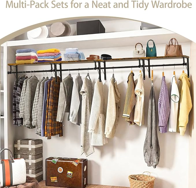 Wall Mounted Shelf with Hanging Rod, Laundry Room Shelves, Space Saving - Image 7