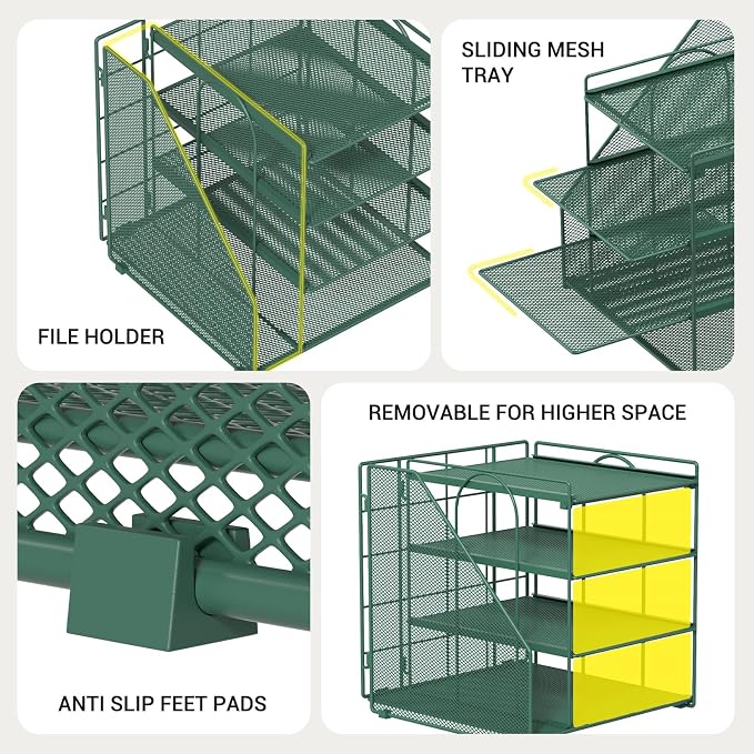 Desk File Organizer and Accessories, 4-Tier Paper Organizer - Image 5