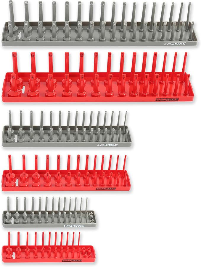 OEMTOOLS 22413 6 Piece SAE and Metric Socket Tray Set, SAE and Metric Socket by OEMTOOLS