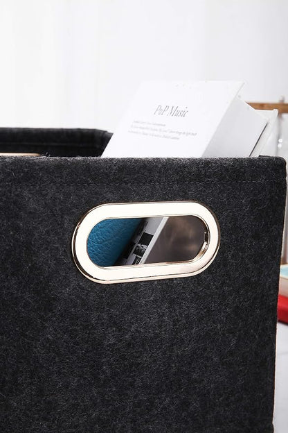 Collapsible Storage Bins Foldable Felt Fabric Storage Basket Organizer Boxes - Image 6