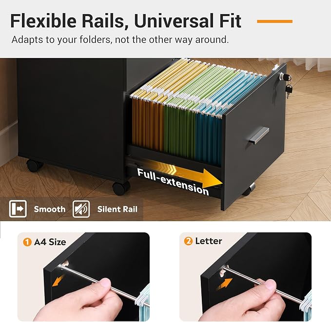 DEVAISE 3 Drawer Rolling File Cabinet - Image 4