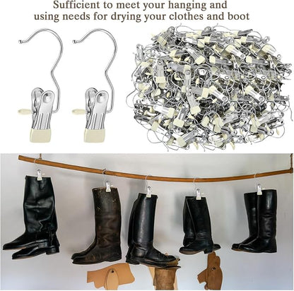 Yinder 150 Pcs Boot Hangers Clips Laundry Hooks Hanging Stainless Steel Clothes - Image 4
