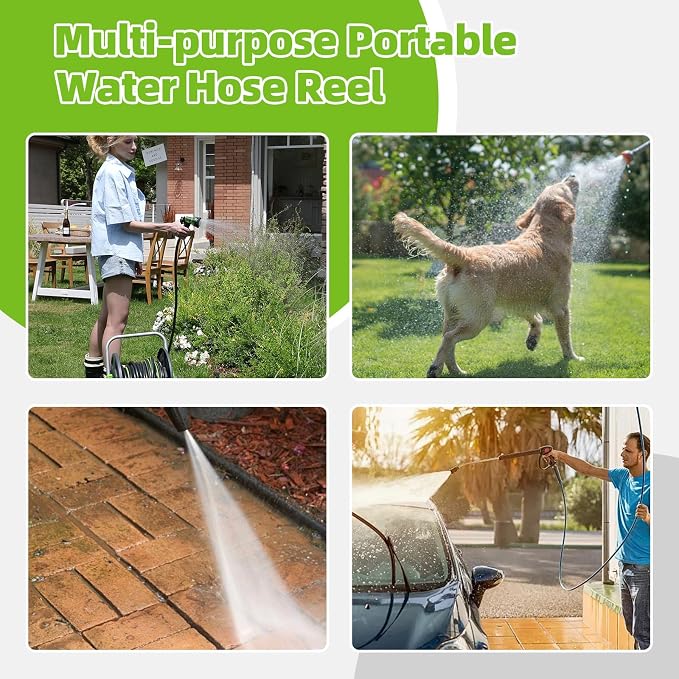 Water Hose Reel Cart, Holds 60-80 Ft of 5/8 Inch Hose, Portable Hose Reel - Image 7