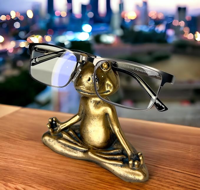 Top Brass Yoga Frog Eyeglass Holder – Whimsical Reading Glasses Sunglass Stand - Image 9