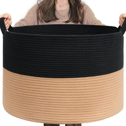 INDRESSME XXXLarge Cotton Rope Basket Woven Baby Laundry Basket Blanket Baskets by INDRESSME