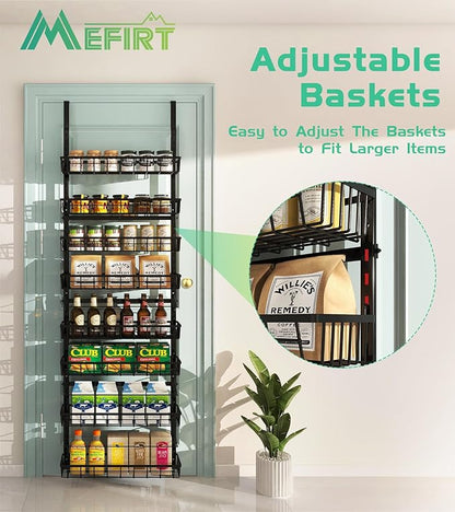 Mefirt Over The Door Pantry Organizer, Wall Mount Spice Rack 8-Tier Black | - Image 3