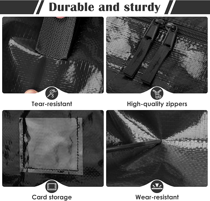 12 Pack Moving Bags with Full-Open Side Zipper, Extra Large 93L Heavy Duty - Image 4