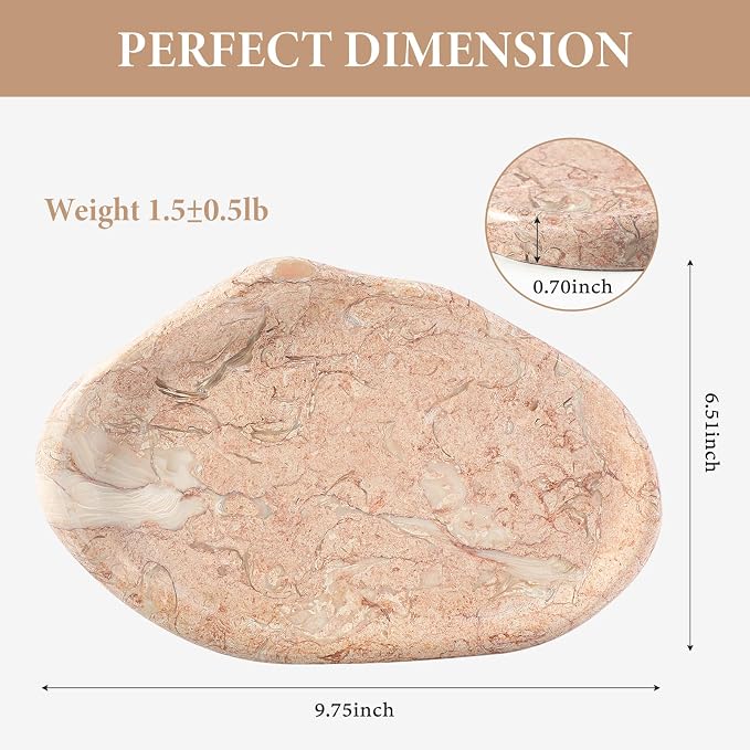 Koville Luxurious Natural Pink Marble Vanity Tray, Cloud Shape Serving Stone - Image 2