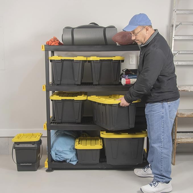 CX BLACK & YELLOW, 12-Gallon Heavy Duty Tough Storage Container & Snap-Tight Lid - Image 9