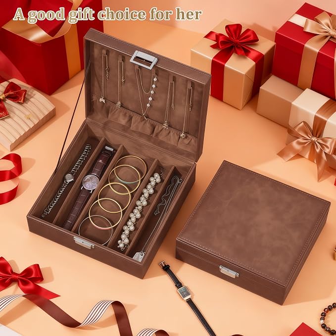BEWISHOME Necklace Organizer Box, 2-Layer Jewelry Box to Save Space, Modern - Image 4