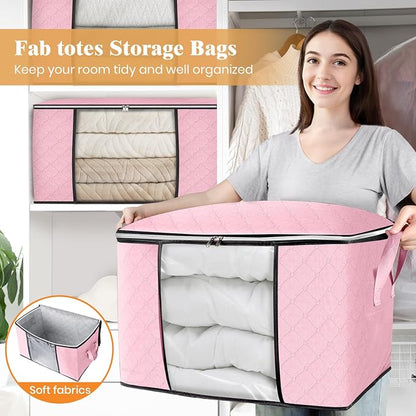 Fab totes 24 Gallons Clothes Storage, Foldable Thick Fabric Blanket Storage Bags - Image 5