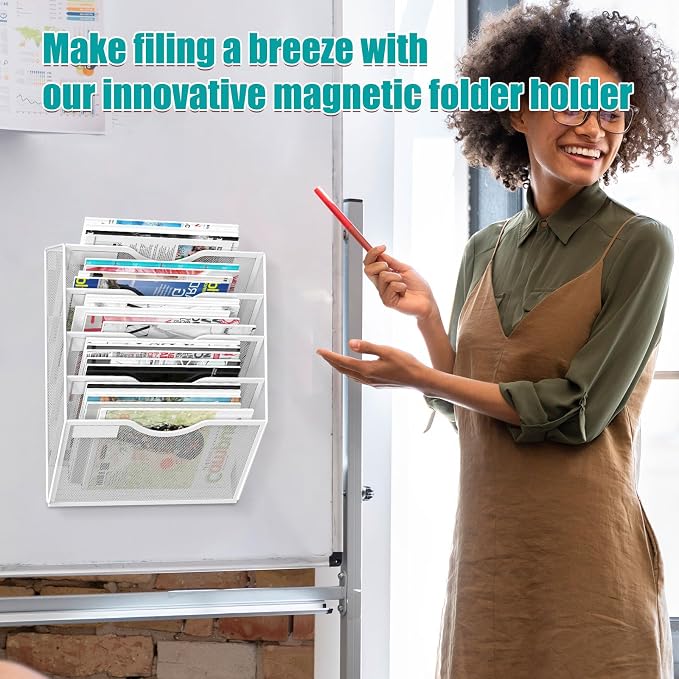 5-Tier Magnetic File Organizer, No Drilling Installation, Magazine Rack - Image 6