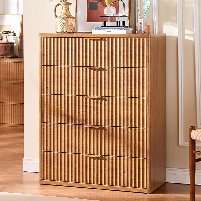 LEYAOYAO Fluted 5 Drawers Dresser by LEYAOYAO-Findtheshiningpointofyourideallife%EF%BC%81