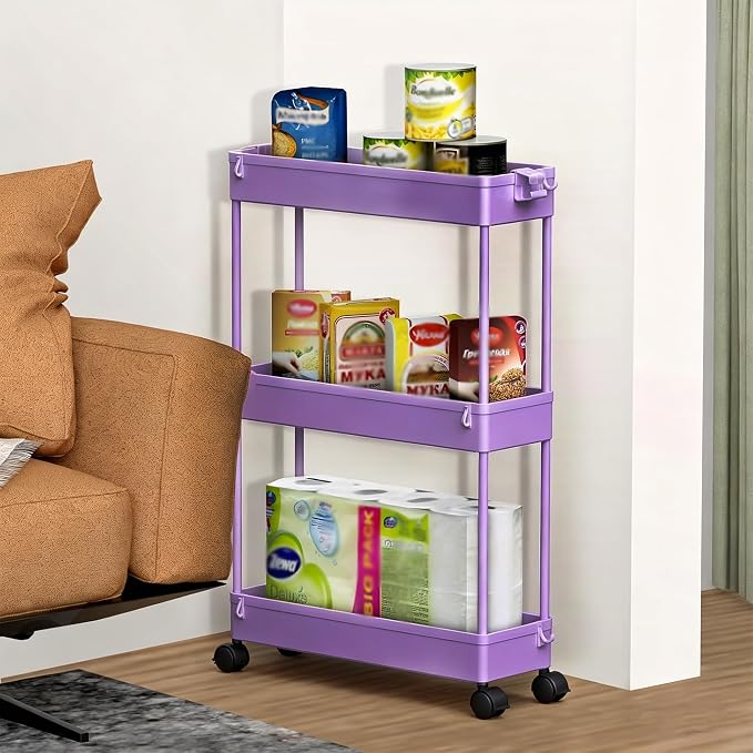 SPACELEAD Slim Storage Cart 3 Tier, Bathroom Organizer Rolling Utility - Image 7