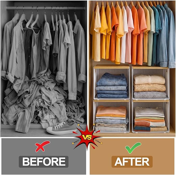 AceOrbit 3 Pcs Widened Stackable Closet Organizer and Storage - Image 4
