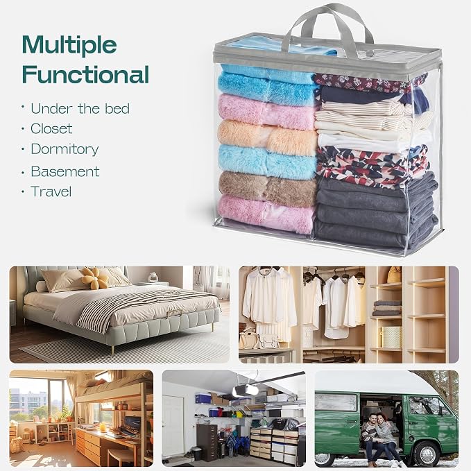 10 Pack Clear Storage Bags for Clothes, 22L Blanket Storage Bags, Under Bed - Image 9