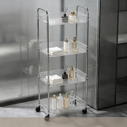Sooyee Clear 4-Tier Plastic Rolling Utility Cart - Image 8