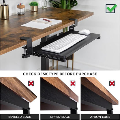 Mount-It! 24” Clamp-On Under Desk Keyboard Tray, Slide-Out Keyboard Drawer - Image 5