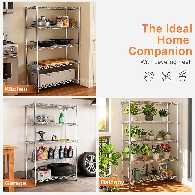 5 Tier Shelving Unit, Wire Shelving - Image 7