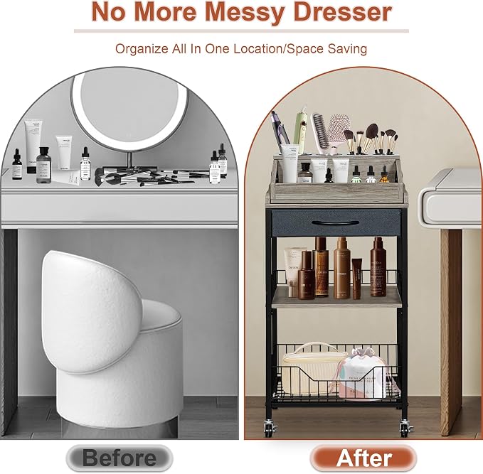 Makeup Organizer Cart Large, 2-in-1 Beauty Organizer - Image 6