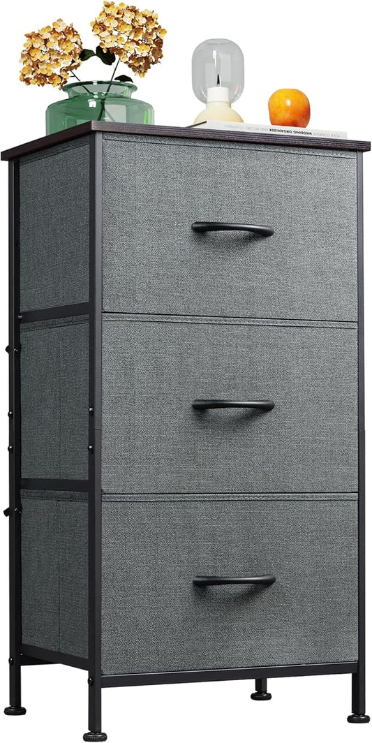 WLIVE Small Dresser Nightstand for Bedroom, 3 Drawers, Dark Grey | 3 roomy by WLIVE
