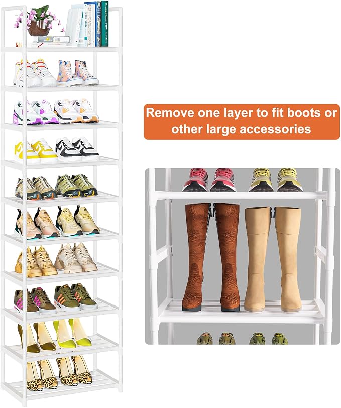 OYREL Sturdy Metal Shoe Rack Organizer, Narrow Shelf Stand - Image 5