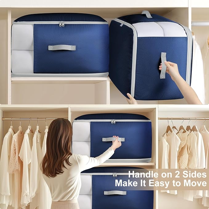 Comforter Storage Bag - 130L Blanket Storage Bags 3-Layer Ultra Space Saving - Image 5