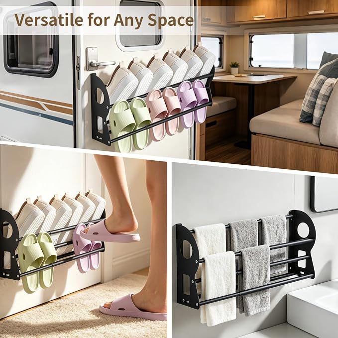Wall Mounted Shoe Rack, 14.6-26.4 Inch Expandable 2-Tier Shoe Organizer - Image 6
