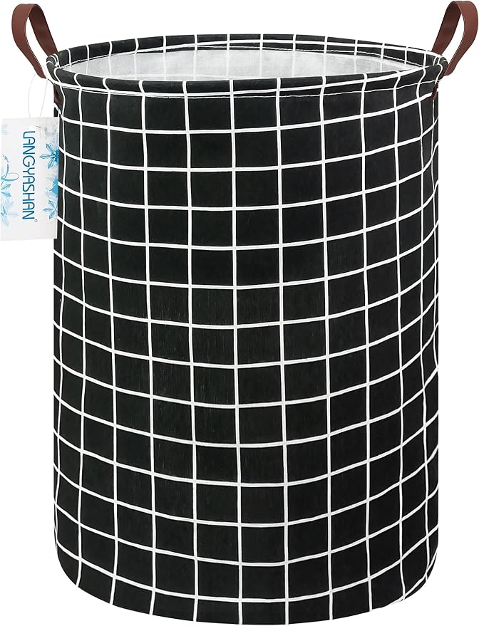 LANGYASHAN Laundry Basket Canvas Fabric Collapsible Organizer Basket by LANGYASHAN
