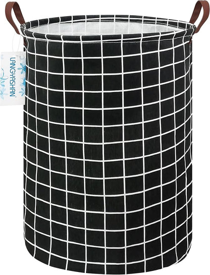 LANGYASHAN Laundry Basket Canvas Fabric Collapsible Organizer Basket by LANGYASHAN