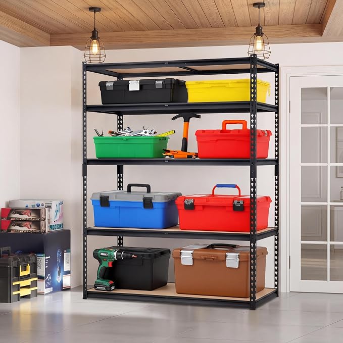 Heavy Duty Garage Storage Shelves, 5-Tier Metal Adjustable Shelving Unit - Image 2