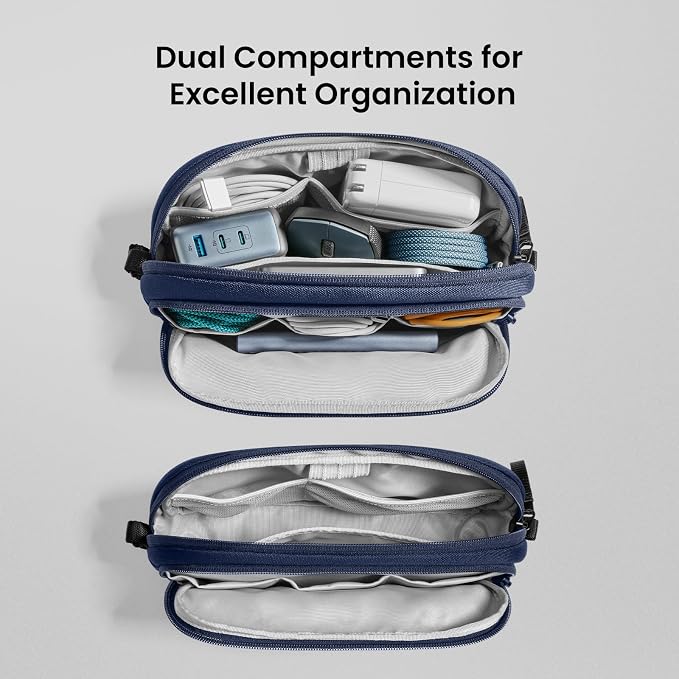 tomtoc Electronic Organizer Travel Case, Water Resistant Dual Compartment Tech - Image 2