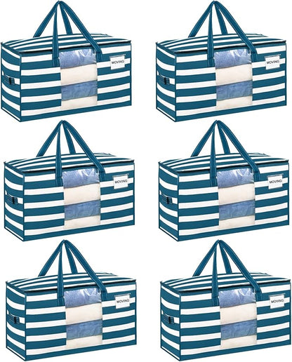 VENO 6 Pack Heavy Duty Moving Bags, Clothes and Comforter Storage Bags by Veno