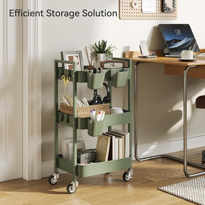 Nunsino 3 Tier Rolling Cart, Utility Cart - Image 3