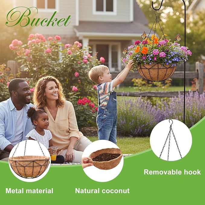 Unique Metal Iron Geometric Hanging Planter Set of 4 Stylish 14 Inch Extra Deep - Image 4