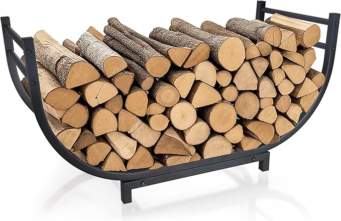 facka 30 Inch Firewood Rack Outdoor Metal Wood Rack | Iron Fire Log Stacker by Facka