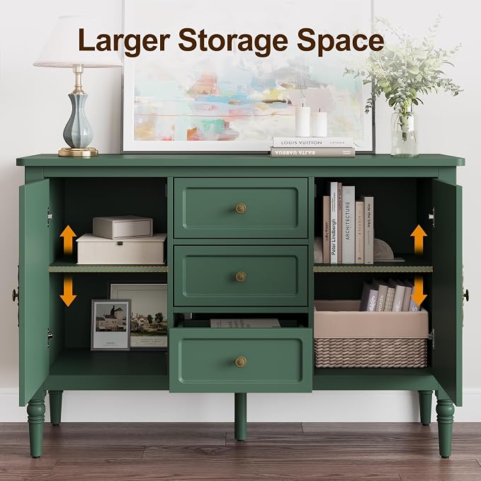 RoyalCraft Buffet Cabinet with Storage, Vintage Sideboard with 2 Doors & 3 - Image 3