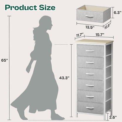 Huuger Tall Dresser for Bedroom, Stable 6 Drawer Dresser - Image 2