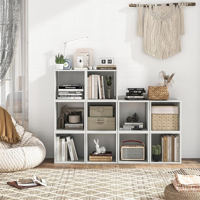 2 Stackable Cubes Bookcase, Wooden Cubby Storage Organizer - Image 2