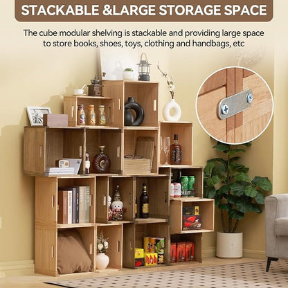 KIRIGEN Stackable Wood Storage Cube - Image 4