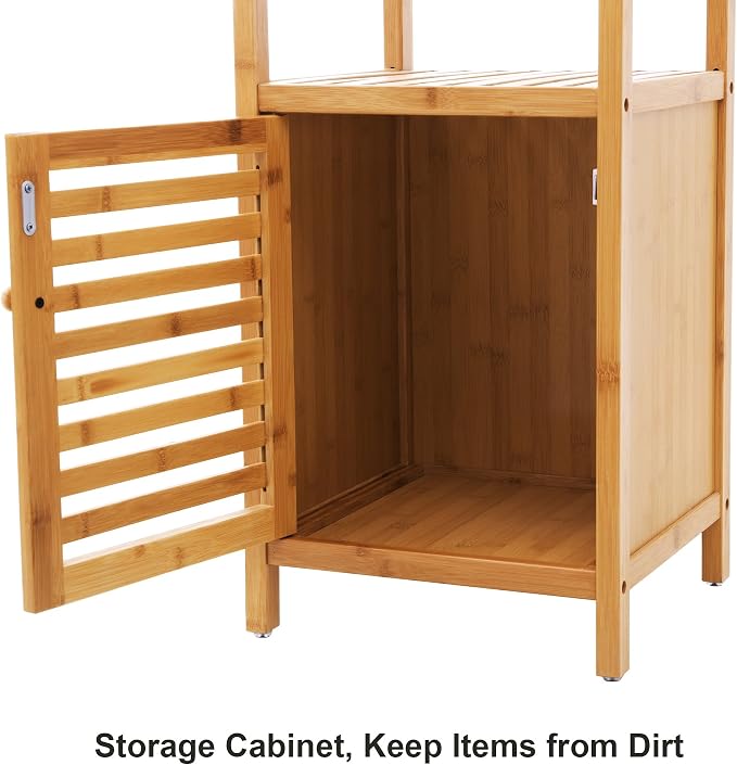 SONGMICS Bamboo Bathroom Storage Floor Cabinet, 4 Tiers Multifunctional Floor - Image 4