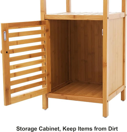 SONGMICS Bamboo Bathroom Storage Floor Cabinet, 4 Tiers Multifunctional Floor - Image 4