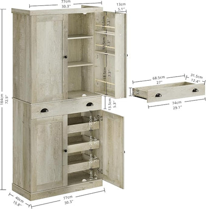 IRONCK Kitchen Pantry Cabinet 72" Height, Freestanding Cupboard - Image 2