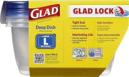 Glad GladWare Deep Dish Food Storage Containers Lids Large Rectangle BPA Free - Image 3