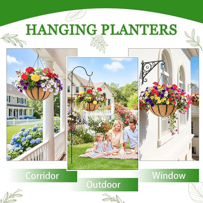 Hanging Planters for Outdoor Plants 4 Pack 14 inch Metal Hanging Flower Basket - Image 7