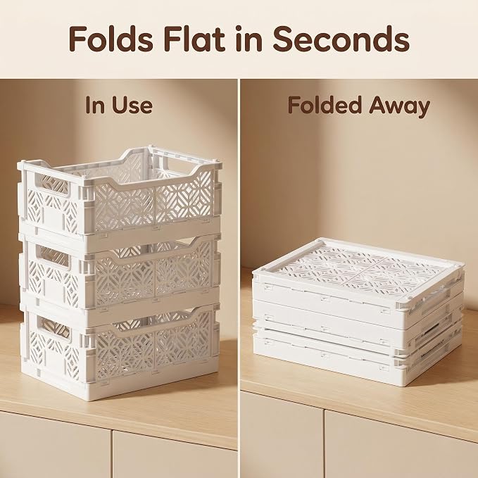 6 Pack Collapsible Storage Bins, Stackable Plastic Storage Bins - Image 6