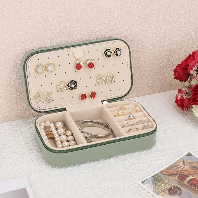 DesignSter Travel Jewelry Box, PU Leather Portable Jewelry Case, Small Jewelry - Image 5